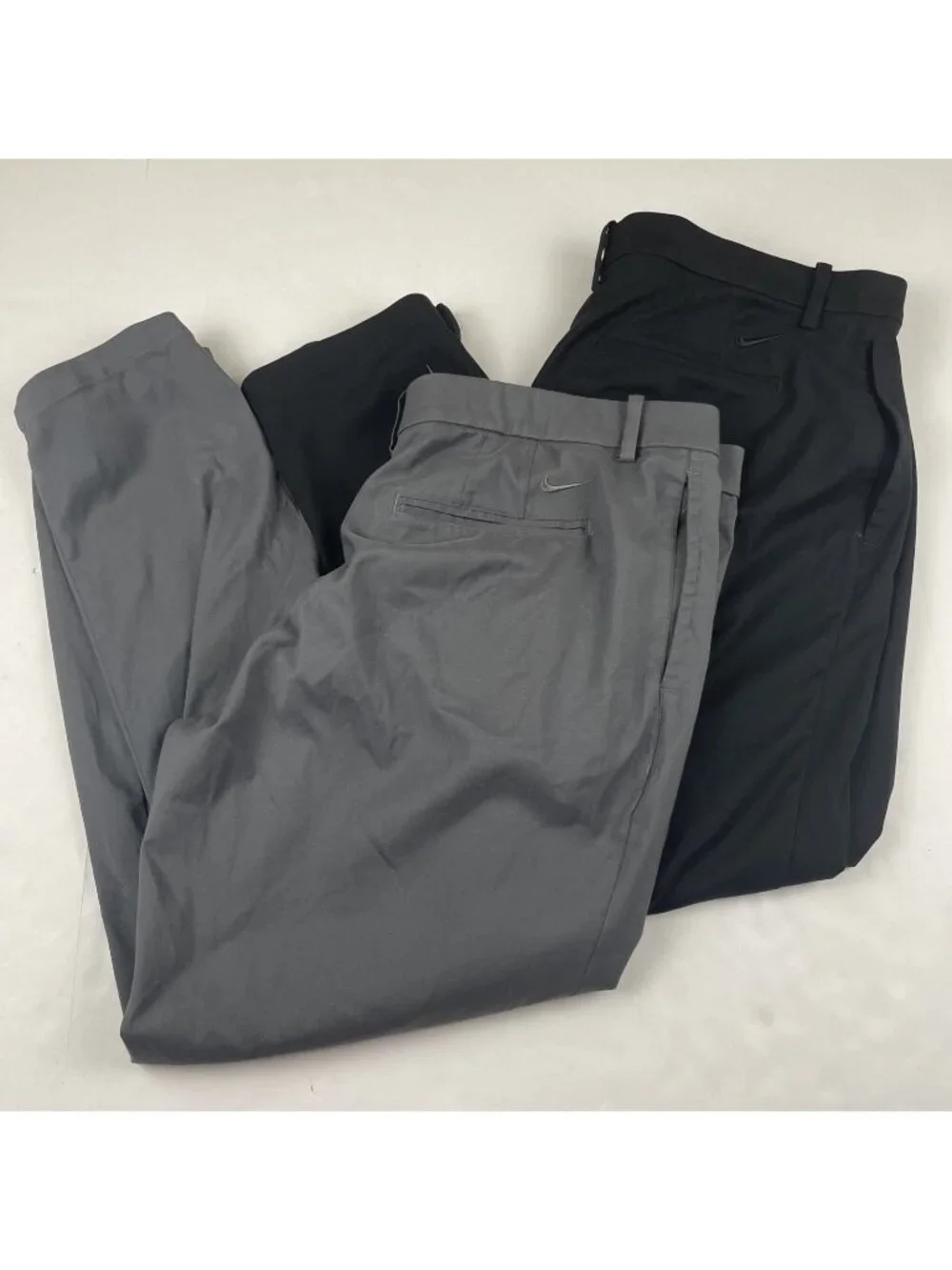 Lot Of 2 Nike Dri-FIT Golf Pants Men’s 40x30 Gray Black Flat Front Stretch